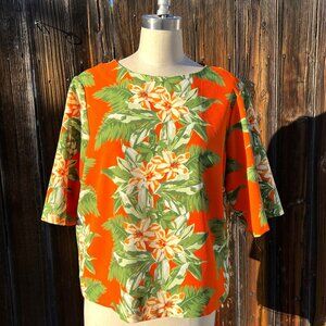 ASOS Orange Floral Short Sleeve Top - Size 12